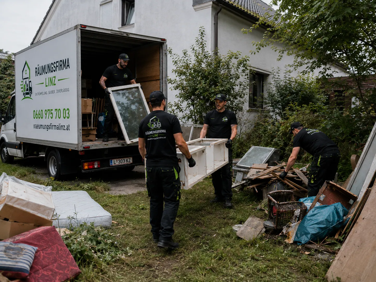 Hausentrümpelung in Linz – Abtransport von Sperrgut aus einem Haus durch die Räumungsfirma Linz