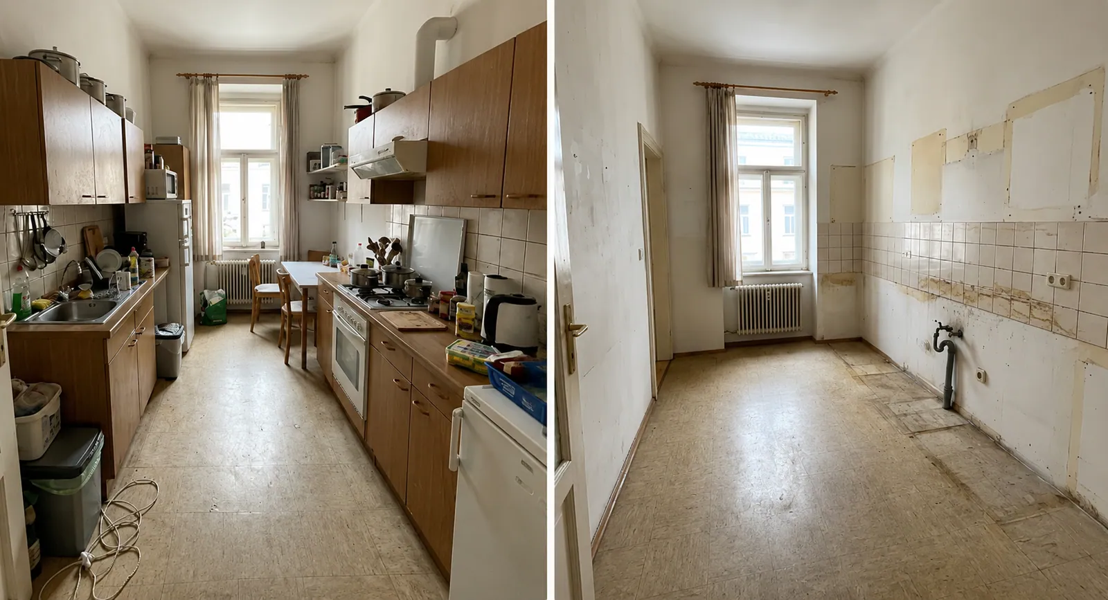 Haushaltsauflösung Linz – Küche vorher und nachher