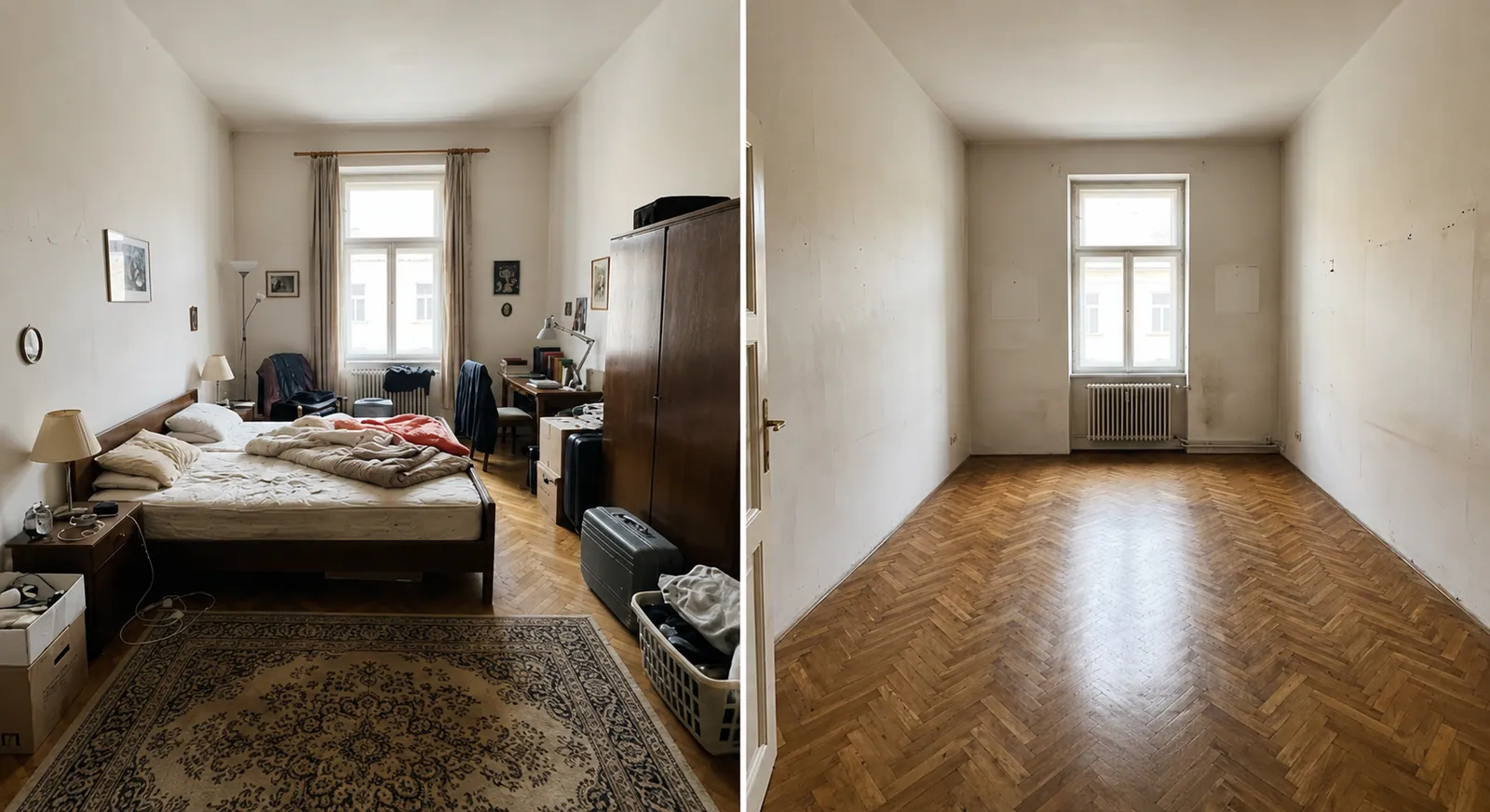 Wohnungsauflösung Linz – Schlafzimmer vorher und nachher