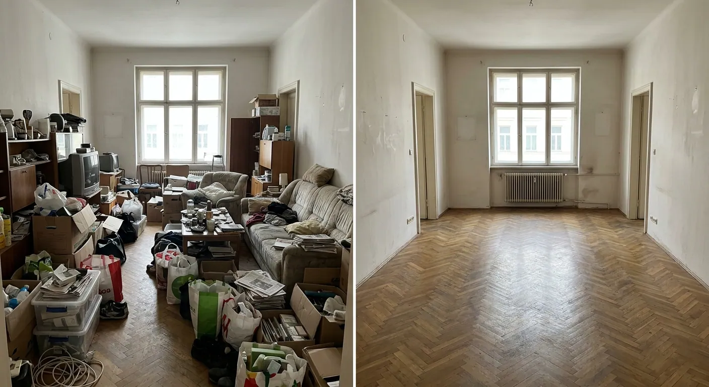 Wohnungsentrümpelung Linz – Altbauwohnung vorher und nachher